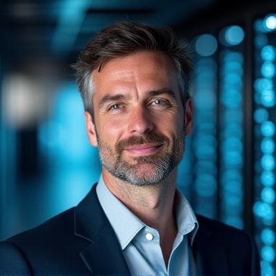 Portrait d'un homme souriant, Marc Legrand, co-fondateur et expert en technologies.