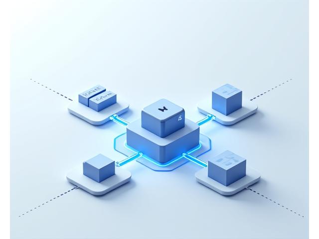 Schéma d'architecture technologique moderne montrant divers logiciels d'entreprise (ERP, CRM, GRC) interconnectés par la plateforme Amendea Solutions, symbolisée par des flèches d'échange de données fluides et une interface centrale.