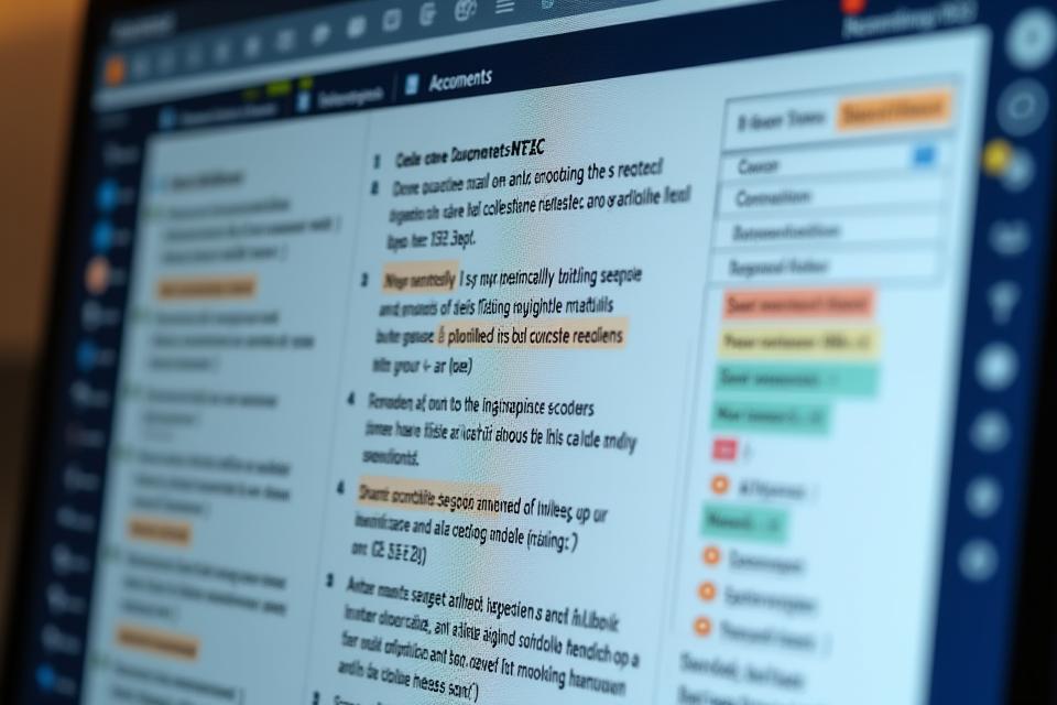 Interface utilisateur d'un logiciel de revue documentaire par IA d'Amendea Solutions, affichant des suggestions de classification et des documents surlignés.