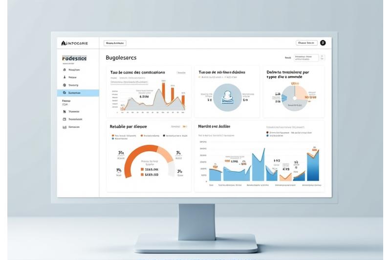Un écran de tableau de bord analytique affichant des graphiques et des statistiques sur la gestion des amendes et les performances juridiques.