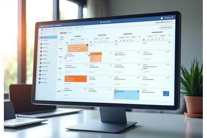Un calendrier numérique avec des dates clés mises en évidence, affichant des alertes de délais pour des cas juridiques.