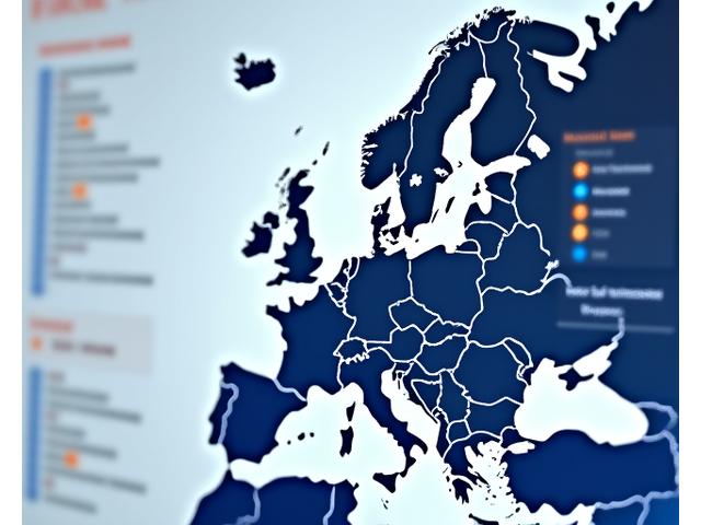 Tableau de bord interactif d'intelligence réglementaire avec carte de l'Europe, graphiques de tendances et notifications d'alertes en temps réel.